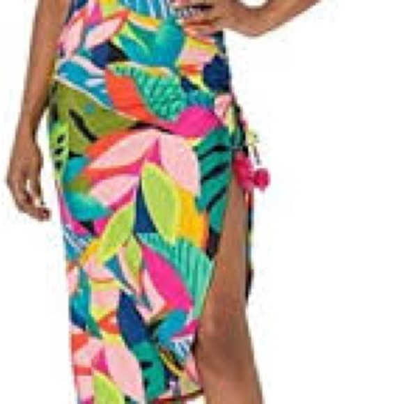 Trina Turk One Shoulder Tropical Print Dress Size L NWT - Picture 5 of 11